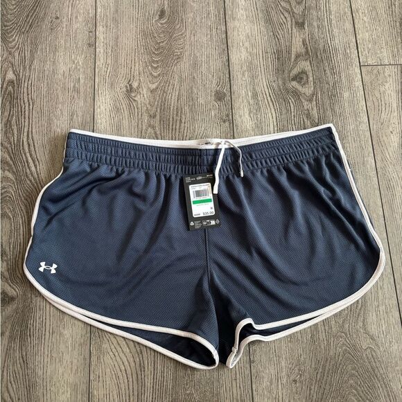 Under Armour Blue Athletic Shorts with Elastic Waistband - Picture 1 of 4